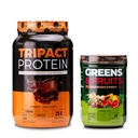Nutrology TRIPACT Protein Powder, 7-in-1 Meal Replacement Shake, Creamy Chocolate (40 Servings) Greens & Fruits Powder-Naturally Sourced Superfood, Chocolate (30 Servings)