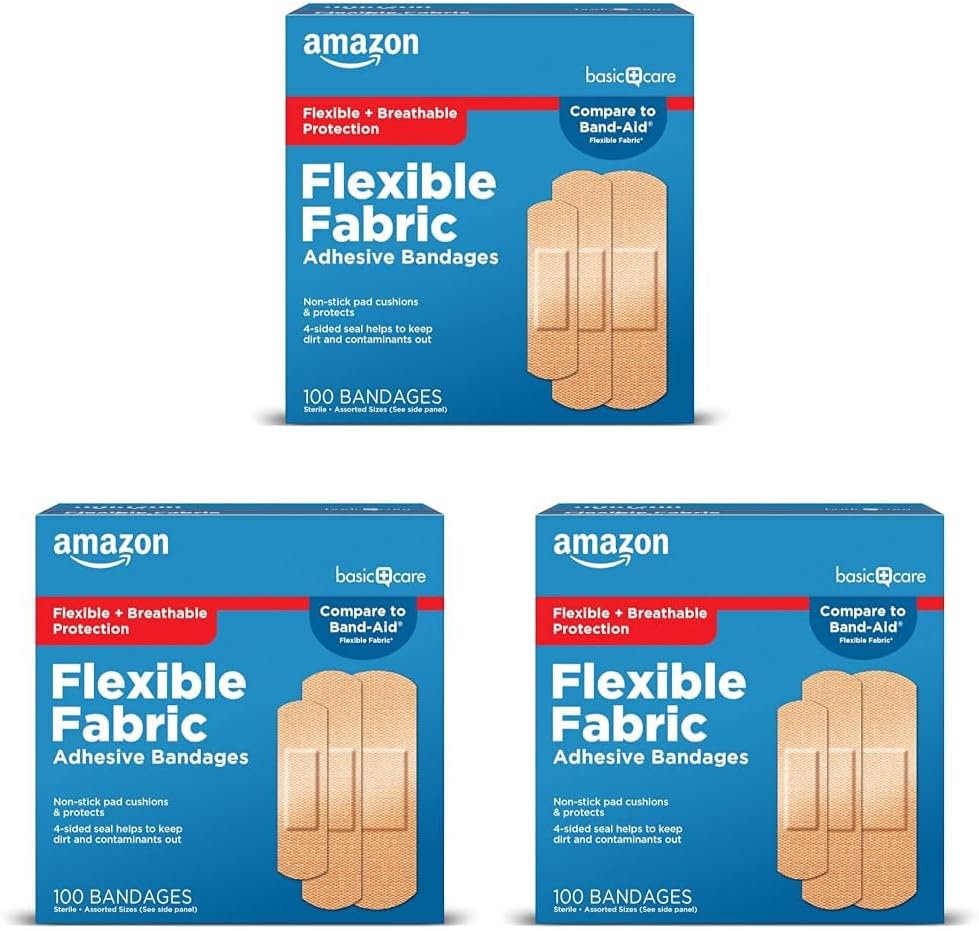 Công ty chăm sóc sức khỏe cơ bản Fabrric Abrisive Bandages, First Aid and Snul Care, Kích cỡ phân loại, 100 đếm (Pack of 3)