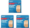 Coidados Básicos Flexible tecido Adhesivo Bandaxes, Primeiros Auxilios e Coidados Feridos Materiais, Tamaños Asumidos, 100 Condes (Pack de 3)