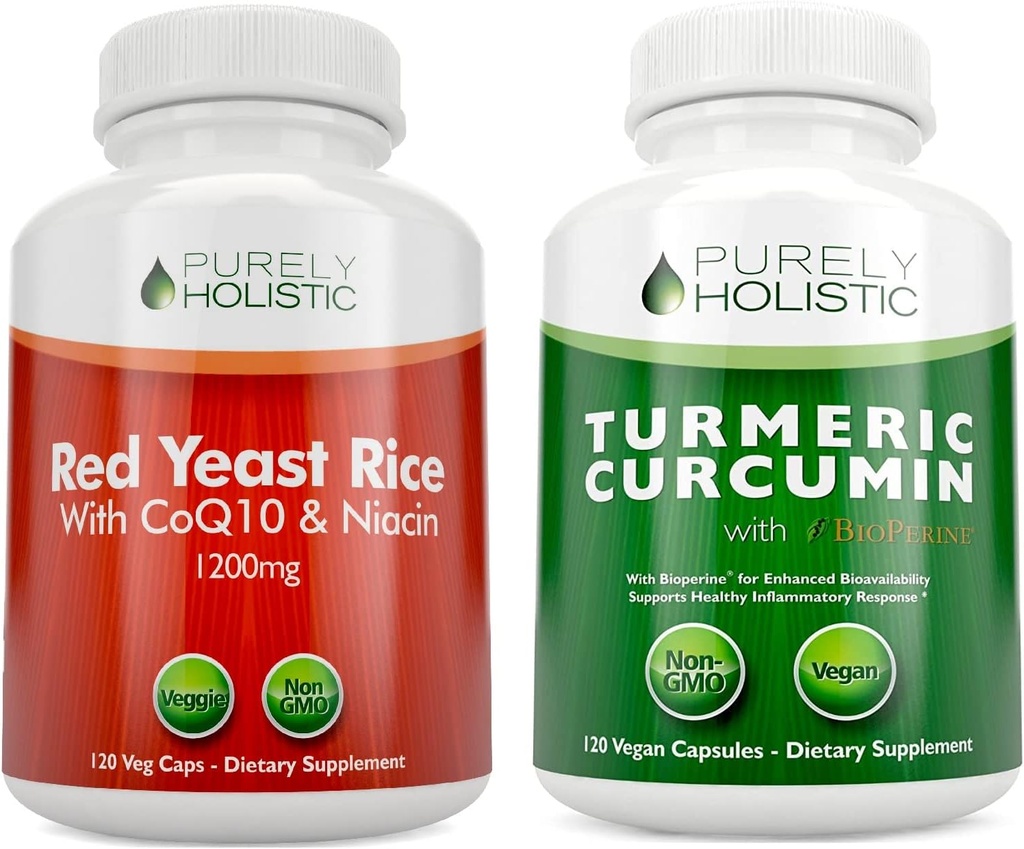 Yest Rice 1200mg i Nician + Orgueic Turmeric Curcumin 700mg i Bioperine Providing Curcuminoids - 240 Vegetarian Capules