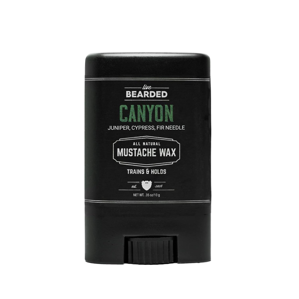 Live Bearded Mustache Wax Stick, 0.35 oz - Laget i USA med alle naturlige ingredienser - Medium Hold Stache og Bearde Styling for menn Canyon - Juniper, Cypress, Fir Nål