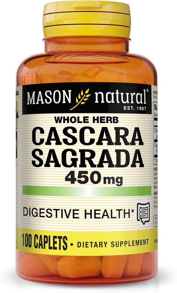 MASON NATURAL Cascara Sagrada 450 mg, bylinný doplněk pro normální stravovací funkce, 100 kaplet