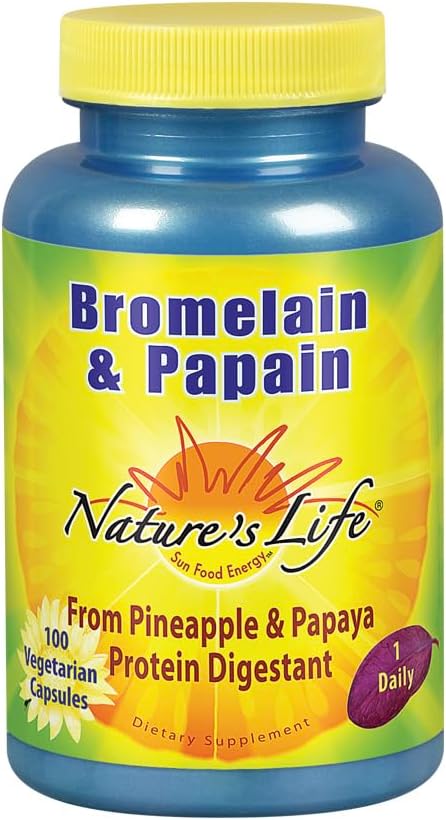 Nature's Life Bromelain & Papain | Enzimas proteolíticos para o apoio e confort Digestive | de Pineapple & Papaya | 250mg Ea | 100 cápsulas vexetarianas