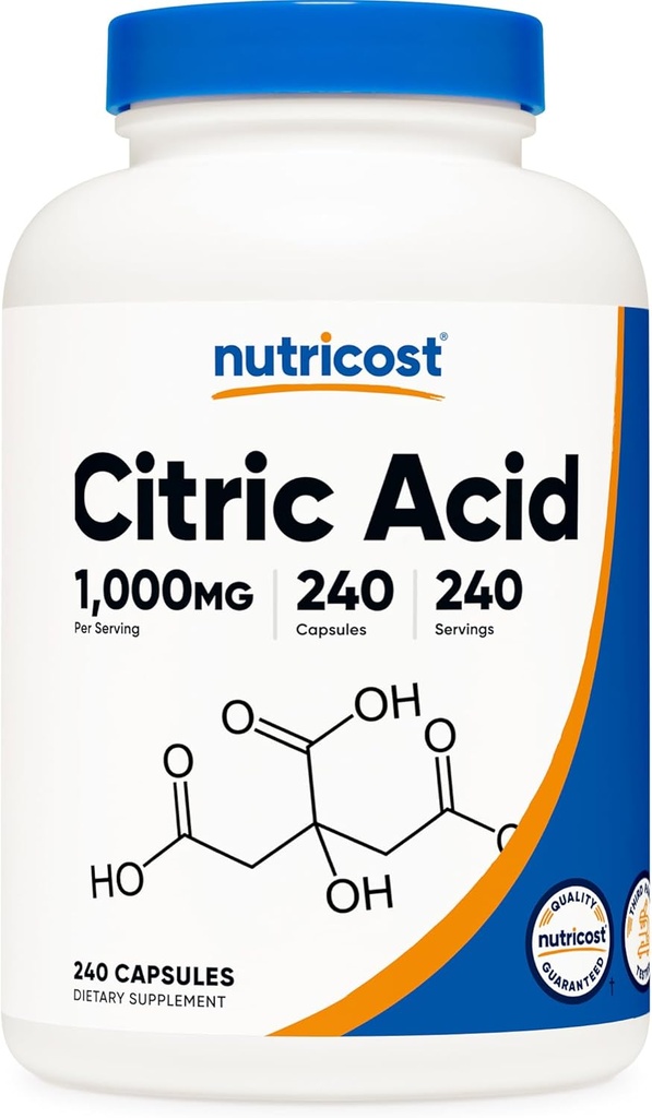 Numitriost Cycric acid 1000 mg (1 กรัม), 240 Capsults - Gluten free, Not-GMO