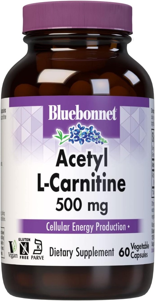 BlueBonnet Acetyl L- Carnitine 500 mg Vitamin Capsules, 60 Count