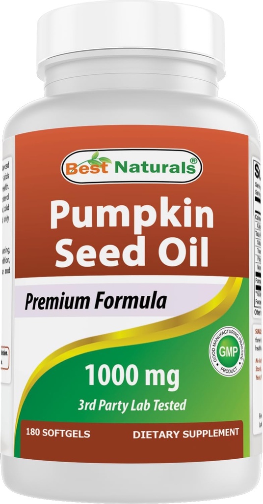 Best Naturals Pumpkin Seed Oil Bladder Control 1000 mg 180 Softgels