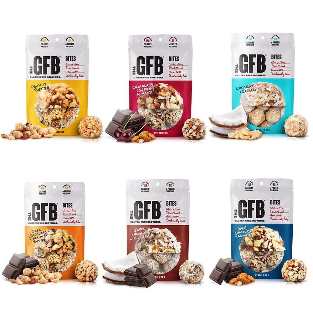 The GFB Variety Pack Protein Bites - Gluten Free, Plant Based, Non GMO, Sustainably Made – Ridiculously Tasty, Healthy, Vegan, Protein Energy Balls, 4 oz (6 Count)