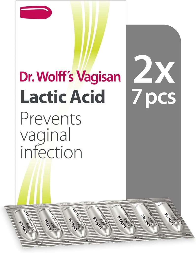 Vagisan Dr. Wolff's Acid lactic Pessaries, Daily Vaginal Health & Intimate Hygiene, Prevents Infection, 2X7pcs