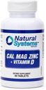 Calcium Magnesium Zinc Vitamin D Supplement 60 Tablets by Natural Systems - Calcium Magnesium Zinc and VIT D Supplements for Strong Immune System - Magnesium Supplement for The Immune System