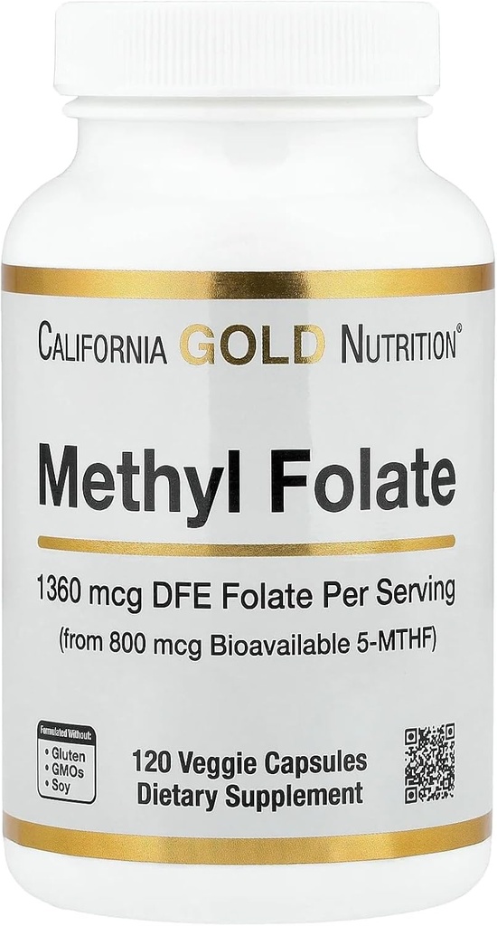 Folate de méthyle Lake Avenue, 800 mcg, 120 capsules de légumes, nutrition