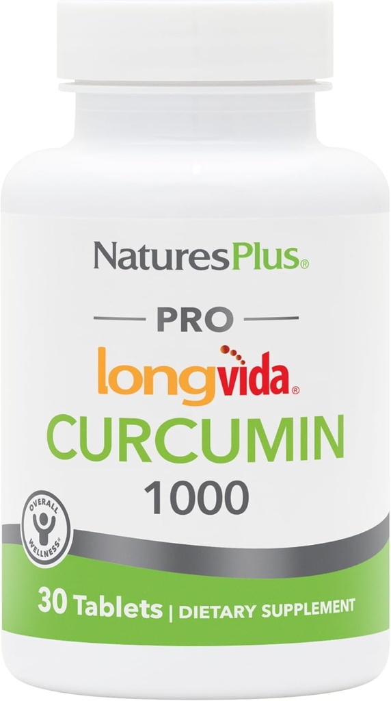 NaturePlus PRO Longvida Curcumin 1000 mg - 30 tabletter - fremmer sund gratis radikal beskyttelse - non-GMO, Vegan & Gluten Free - 30 Serveringer