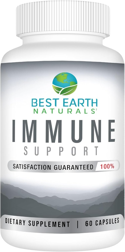 Best Earth Naturals Immununterstützungsergänzung - Multi Vitamine für Erwachsene mit Vitamin C 30mg, Vitamin E 30 Iu, Kurkuma, Pilz, Knoblauch Supplement &amp; Mehr - 60 Kapseln