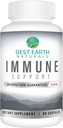 Best Earth Naturals Immune Support Supplement - Multi vitaminer for voksne med vitamin C 30 mg, vitamin E 30 Iu, gurkemeie, moskroom, hvitløk Supplement og mer - 60 kapsler
