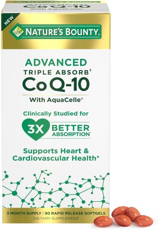 Natural's Bounty Advanced Triple Absorb Co Q-10, Здоров'я серця, Швидкий реліз Softgels, 90 Ct