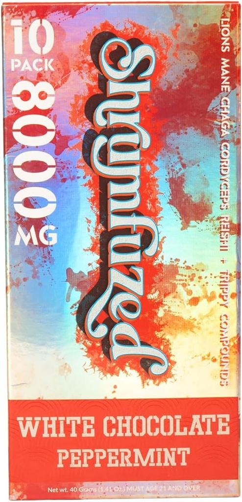 Omistusaine Nootropic Gummy 8000mg - Leijonan mane, Reishi, Chaga, ja Cordycep Nootropic Tripee Sienen Blend (10, valkoinen suklaa piparminttu)