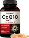 CoQ10 400mg dengan Omega 3 Fatty Acids, 240 Capsules 124; Bentuk Absorpsi Tinggi Stable - Antioksidant Dukungan untuk Heart & Energy Health * - Tambahan Koenzim Q10 Suplemen