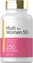 Carlyle Multivitamin for Women 50 Plus ← 250 Mini Tablets ← Iron Suplemento gratuito  Vitaminas A, B12, C, D3, Folate (como ácido fólico) y Calcium ← Non-GMO, Gluten Free