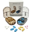 2 Pack Pill Cutter for Small or Large Pills – Professional Medicine Splitter with Clear Cover & V-Grip Centering Device – Accurate 1/2 & 1/4 Cuts for Oval & Round Tablets (Gray & Brown)