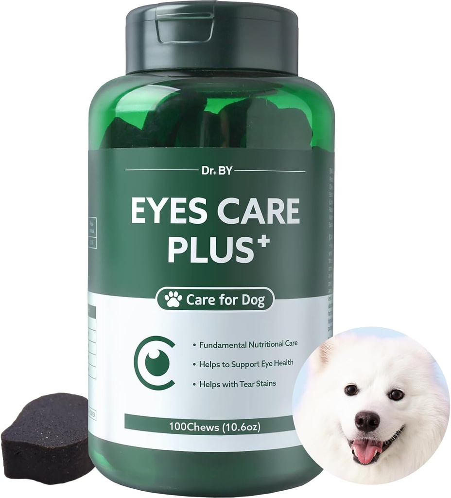 Dr.by Eyes Care Plus Dog Tear Stain Addition Eye Drops for Dogs Eye Health Support with Milk Thitle Lutein Beta Carотин - 100 Soft Chews