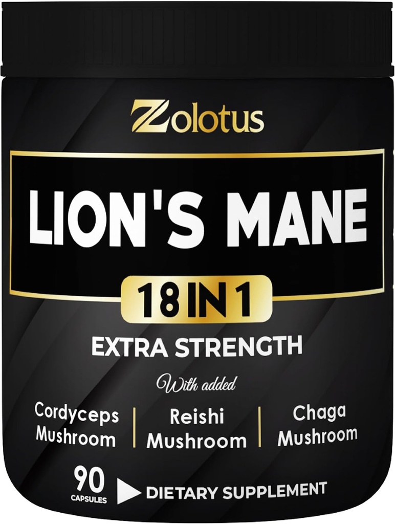 Zolotus Lions Mane Mushroom Kompleksi Avrasiya, Yaşlıberry, Ginkgo Biloba, Bacopa - 90 Capsules