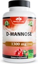 NaturaLife Labs Bio D-Mannose 1300 mg mit Bio Cranberry Extrakt 100 mg pro Portion – 100 Kapseln – Non-GMO, Glutenfrei, Vegan