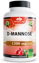 NaturaLife Labs Organic D-Mannose 1300mg + Organic Cranberry Extract 100mg per Serving – Urinary Tract Support – Non-GMO, Gluten-Free & Vegan – 100 Capsules