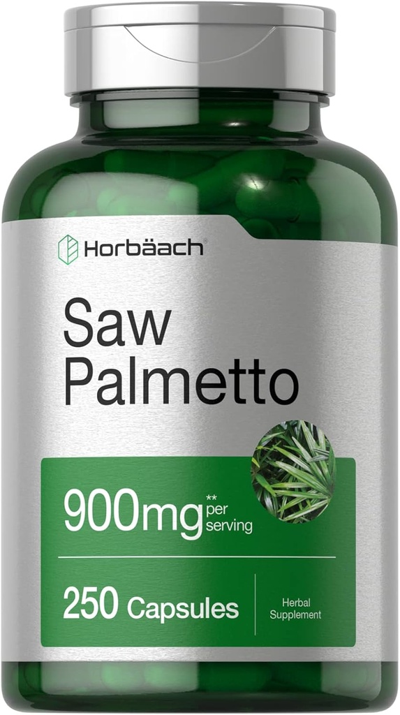 Horbäach Saw Palmetto Extract | 900mg | 250 kapsulak | Ez-GMO eta Gluten Free Formula | Herb osagarri tradizionala