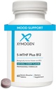 XYMOGEN 5- MTHF Plus B12 - bioloģiski aktīvs folikuls + metil- B12 (metilkobalamīns) metilēšanas un nervu sistēmas veselības atbalstam - ķiršu Flavors ar lielu degunu (60 Quick-Dissolve tabletes)