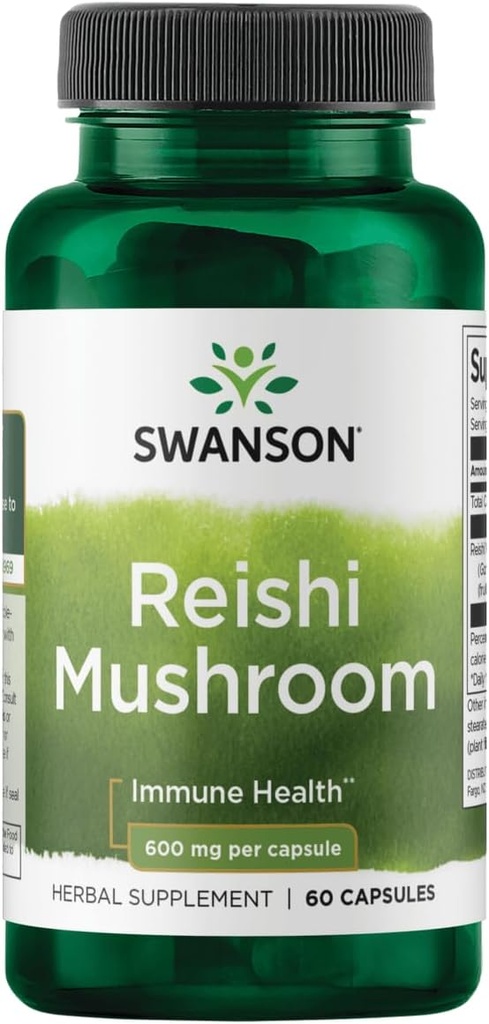 Swanson Reishi Mushroom Immune funksiyası Mood Support 600 Milligram 60 Kapsül