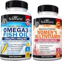 Daily Multivitamin for Women Capsules (1 Month Supply) Plus Triple Strength Omega 3 Fish Oil Softgels (2 Month Supply)