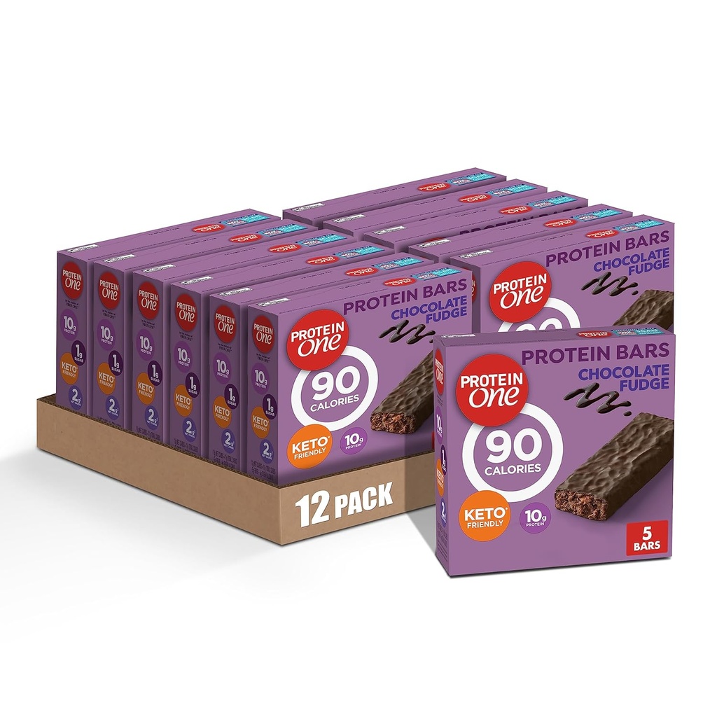 Białko One 90 Bary białka Calorie, Czekoladowe Fudge, Keto Friendly, 5 Ct, 4.8 oz (Opakowanie po 12)