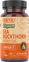 DEVA Vegan Sea Buckthorn, Berry Oil 500mg, kylmä painettu, jalostamaton, Rikas Omega-7, 90 kapselia, 1-pakkaus