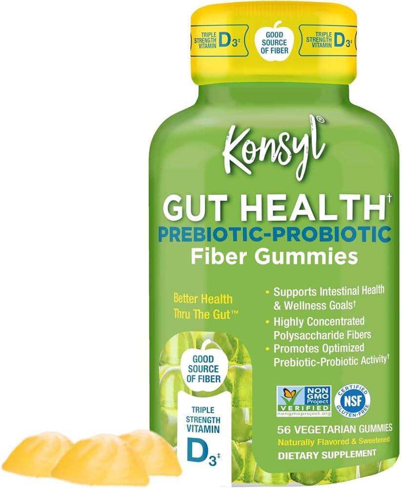 Konsyl Gut Health Prebiotic - Probiotic Fiber Gummies - Hjelper støtte Digestive Helse+ - Vegetarian Fiber Supplement Gummies for voksne- 56 Count