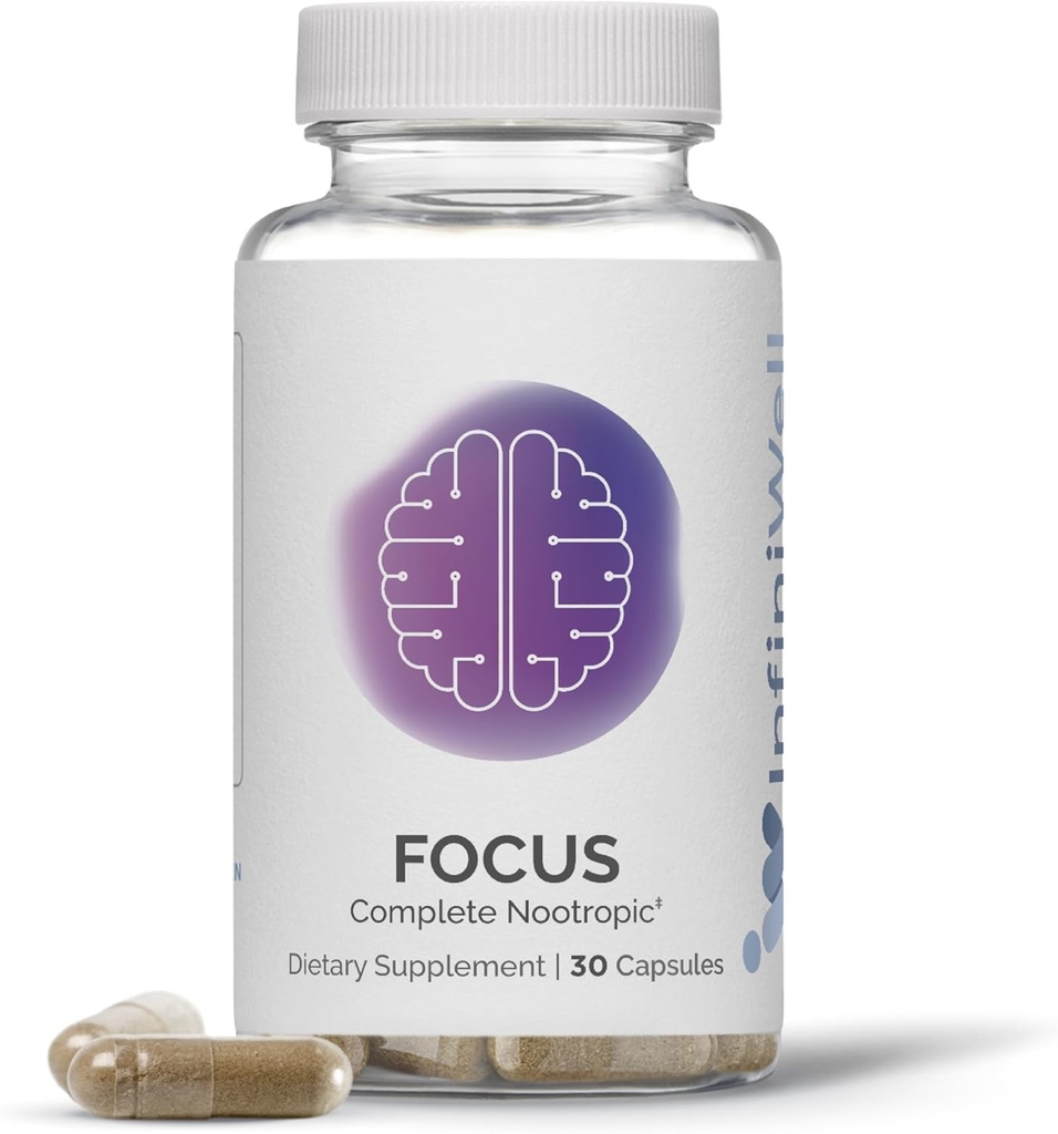 InfiniWell Focus Supplement - Прорив Nootropic - Підтримка для здоров'я та робочої пам'яті Aid Brain - Оптимізація щоденної нейрологічної обробки, Mental Acuity, Energy & Cognitive Функції (30 капсули)