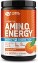 Optimum Nutrition Amino Energy אבקת פלוס הידרציה, עם BCAA, אלקטרוליטים, וקפאין, Tangerine Wave, 30 משרתים (Packaging May Vary)