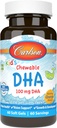Carlson - Kid의 Chewable DHA, 100 mg DHA, 두뇌 & 시각 기능, 성장 & 발달, 오렌지, 60 Chewable Softgels