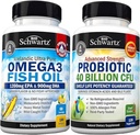 Triple Strength Omega 3 Fish Oil Softgels (2 hónap ellátás) Plus 40 milliárd CFU napi probiotikus kiegészítés (2 hónap ellátás)