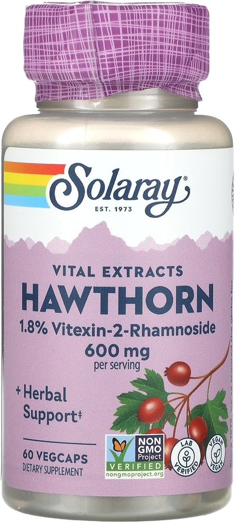 SOLARAY 바이탈 추출물 Hawthorn, 60 VegCaps