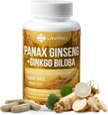 Ginseng & Ginkgo Biloba 150 Veggie kapsule, Energy Ginseng Root Extract Prašek, z Ginkgo Biloba Extract, 100% Natural & Non-GMO, Vegan, Gluten Free, Dairy Free
