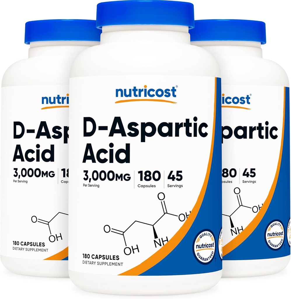Nutricost D-Aspartic Acid Capsules (180 Caps) (3 flaskor)