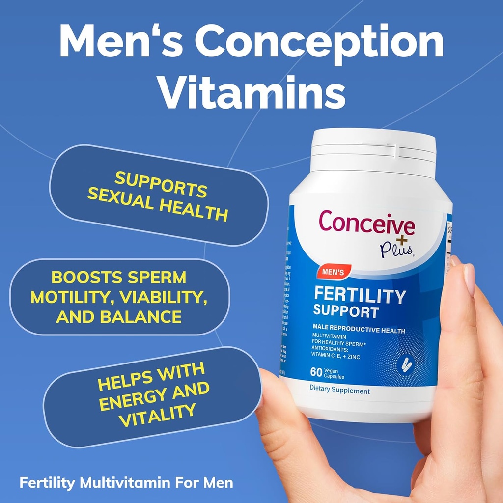 CONCEIVE PLUS Mens Fertility Bundle, Fertility Vitamiinid 60 Loe ja Viljakus Määrdeaine 2,5 Ounce