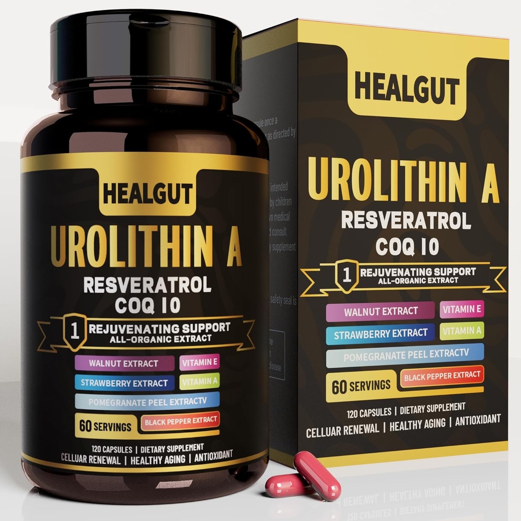 9-i-1 Urolithin Ett tillägg för kvinnor Anti-Aging 1000mg: Antioxidant kapslar med Trans-Resveratrol och CoQ10 - USA Lab Verified Support Hälsosam åldrande och cellulär förnyelse