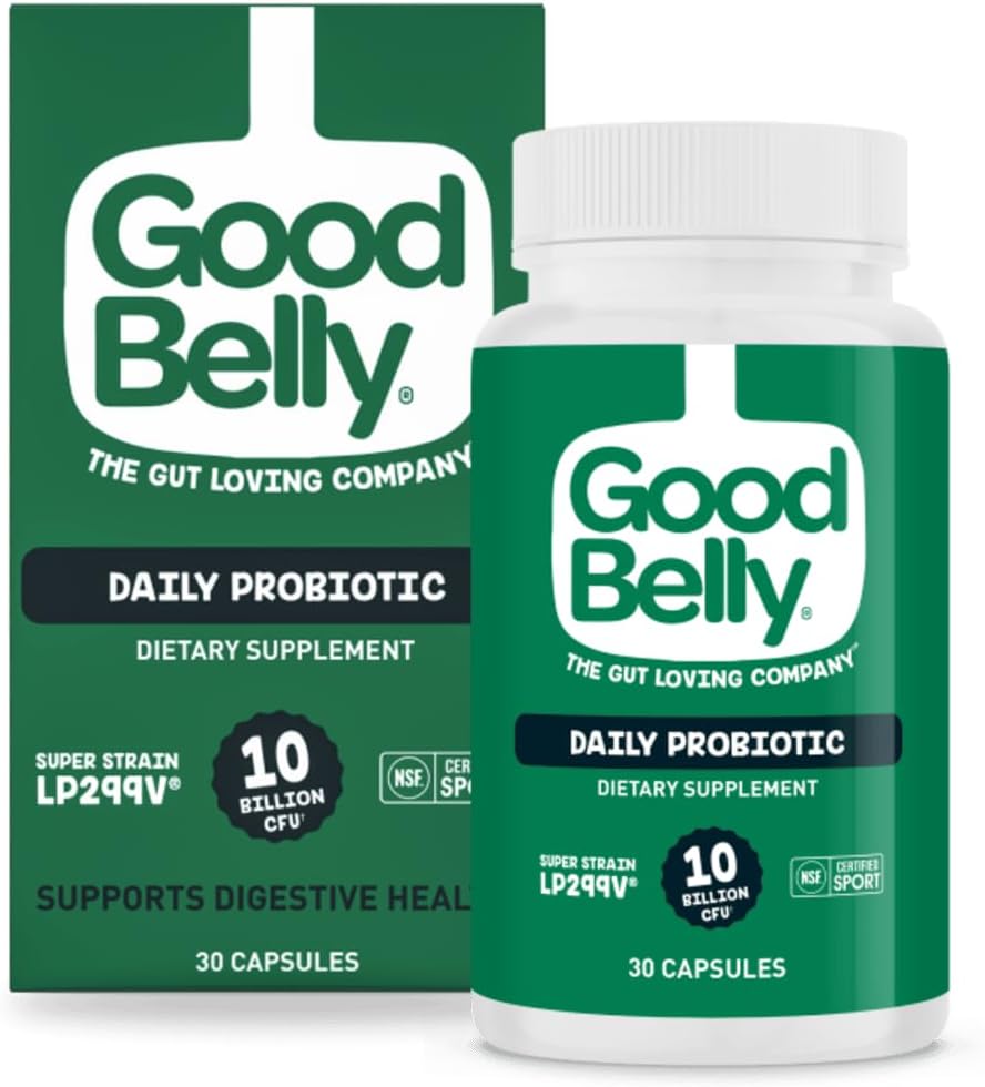 GoodBelly Probiotic Capsules for Digestive Health ® 124; Vegan Probiotic Addition with 10 Billion Live Cultures ® 124; Probiotics for Women & Men ® 124; 30 Capsules