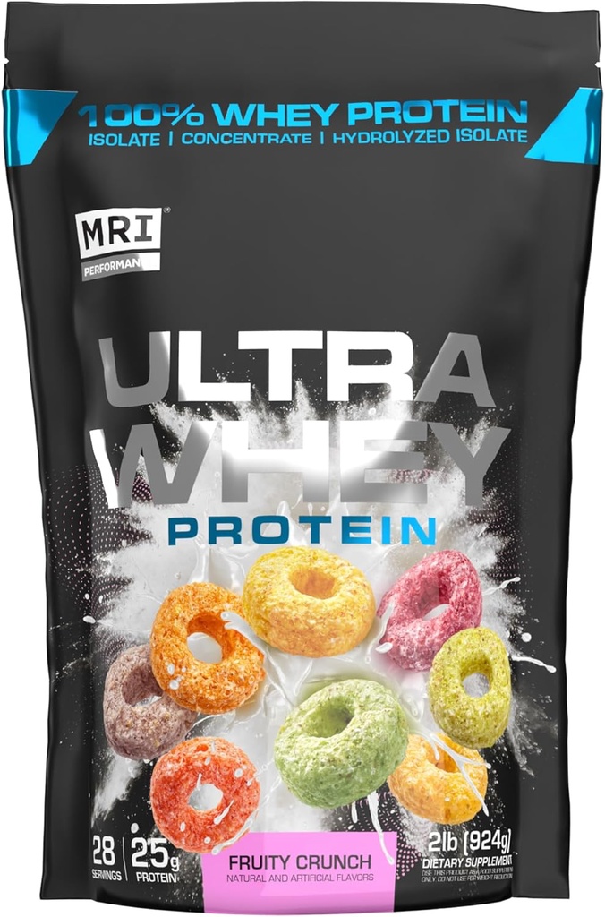 MRI zmogljivost Ultra Whey Protein 25g trojna Blend hidroliziranega, izolat in koncentrat za regeneracijo mišic, Lean Jakost in dnevna podpora beljakovinam (Cruity Crunch, 28 Serving)