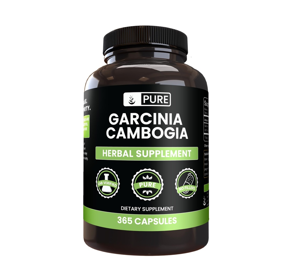 PURE ORIGINAL INGREDIENTS Garcinia Cambogia, No Magnesium or Rice Fillers, Always Pure, Lab Verified (365 Count)
