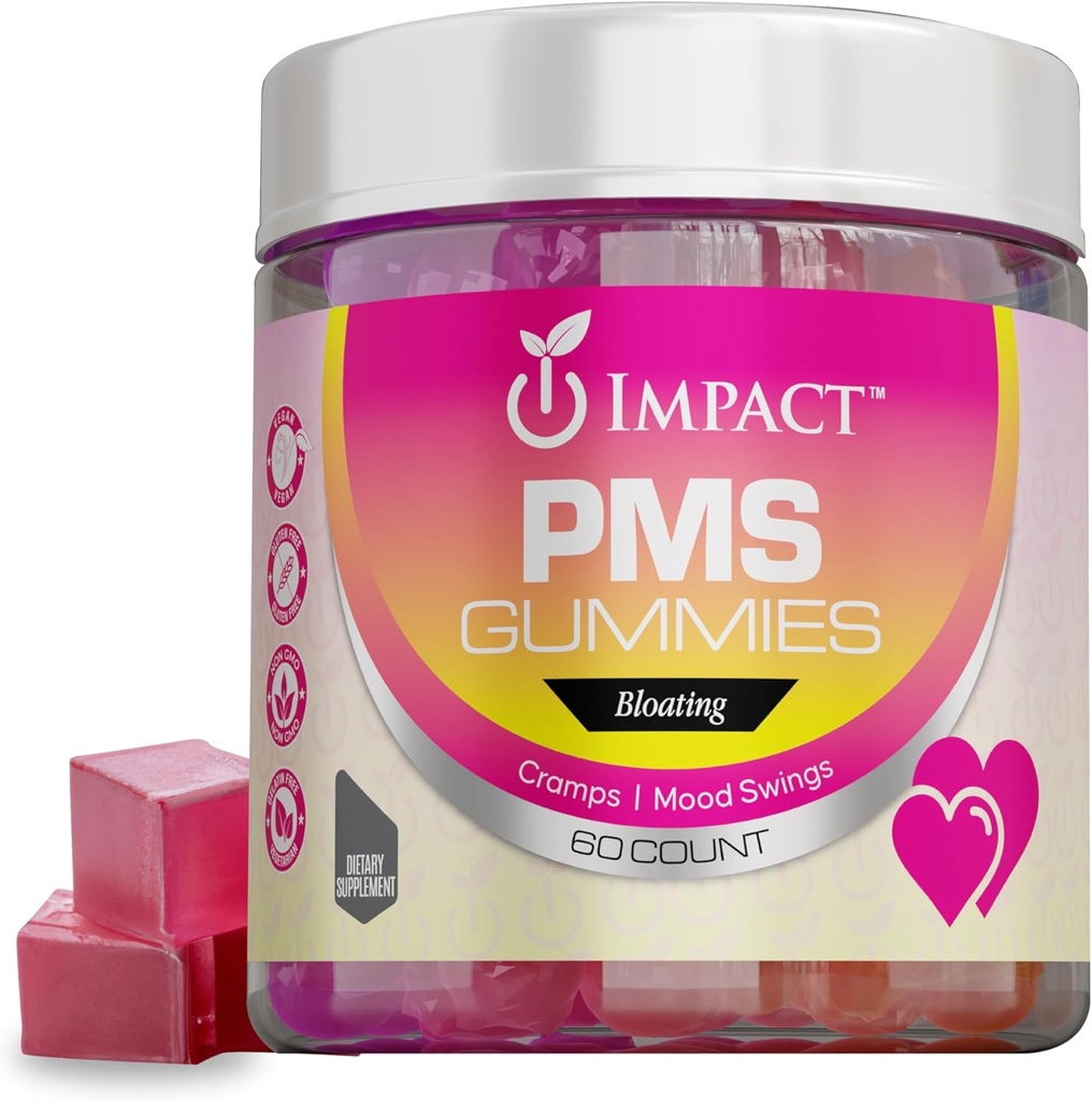 Impact PMS Gummies – 60 Count Multivitamin Qadınlar, Menstrual Cramp Yardım PMS - Yardım Təhlükəsiz və Natural Hormon Balance