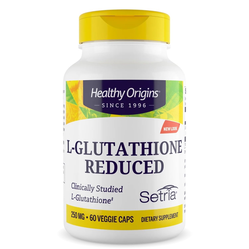 Healthy Origins Setria L-Glutathione 250 mg, 60 Veggie Capsules - Reduced Form Master Antioxidant Supplement - Supports Liver Health, Detoxification, Immune Function & Healthy Skin - 2 Month Supply