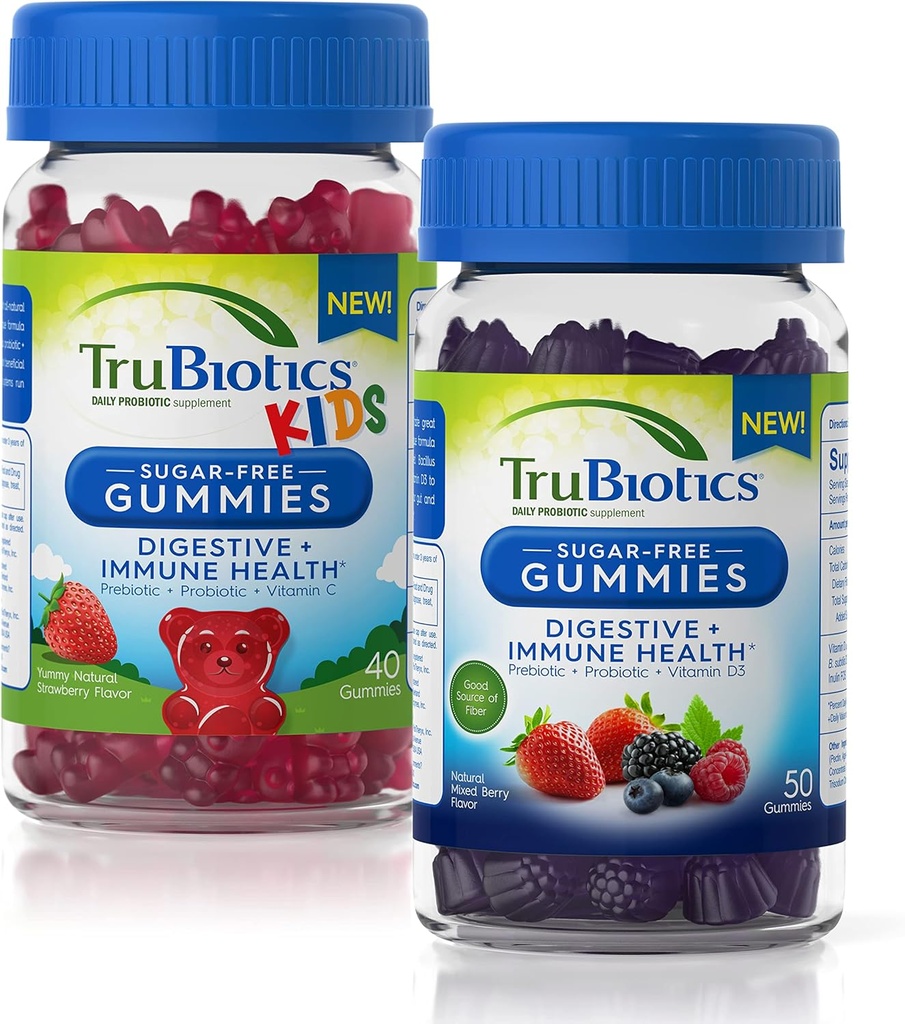 Trubiotisk sukkerfri gummi for digestiv + immun helse for voksne og barn