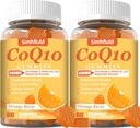 2 Pack CoQ10 500MG Gummies - Plus Omega-3, Magnesium, Vitamin B3 & Zink - 3X Bättre Absorption Coenzyme Q10 Supplements for Heart Health, Cellular Energy & Antioxidant, Non-GMO 120 Counts
