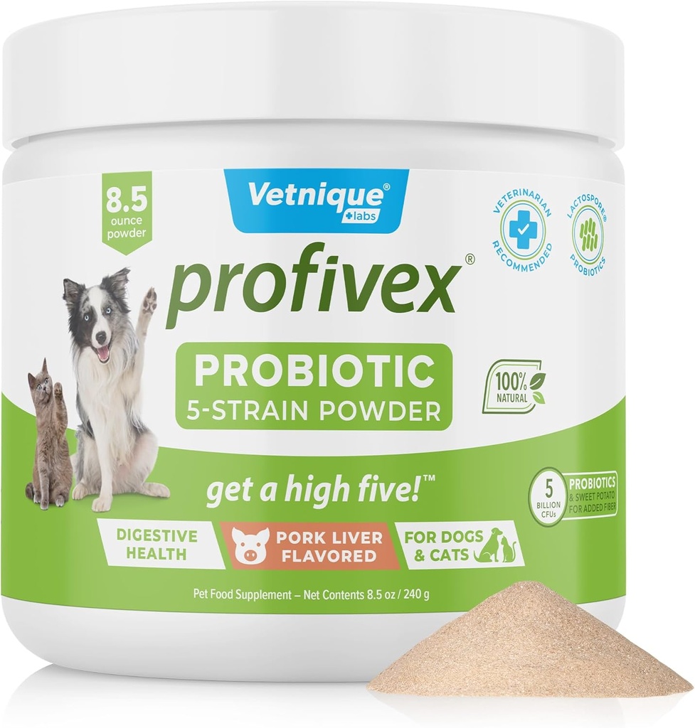 Vetnique Labs Profivex Probiots for Dogs 所有天然狗 Chews & Powder for Digestive Health Probiotic 5 Strains of Probiotics & Prebiotics (粉, 8.5oz) 消化型健康 Probiotic 补充犬 5 Strains of Probiotics & Prebiotics (粉, 8.5oz)
